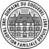 Logo du Domaine du Coquerel, représentant une maison traditionnelle avec la mention de son histoire familiale depuis 1931.